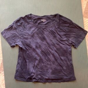 Athleta Blue Tie Dye Cropped Short Sleeve T-Shirt